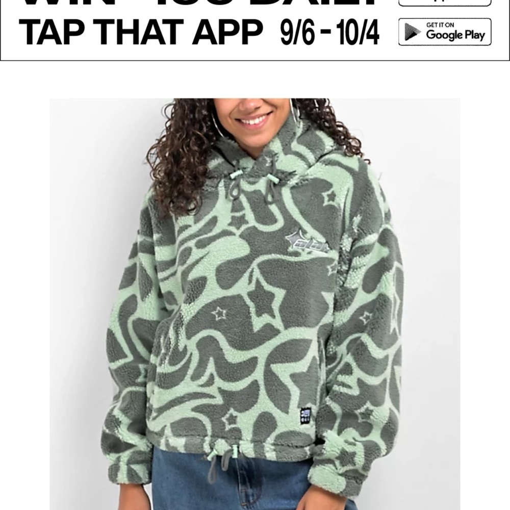 Stylish Green Patterned Hoodie